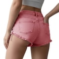thumbnail image 5 of Oksale Low Rise Jean Shorts for Juniors Lace Up Frayed Hem Distressed Denim Shorts for Women with Pockets Y2K Fashion Clothing Jorts Pink 2XL, 5 of 6