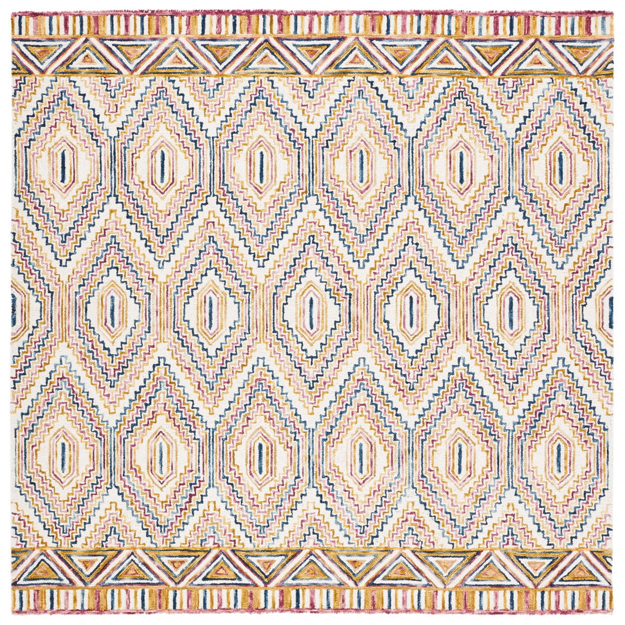 SAFAVIEH Aspen Jessamine Geometric Hexagons Wool Area Rug, Ivory/Rust, 5' x 8'