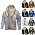 thumbnail image 2 of Fleece Lined Jesus Hoodies for Men Christian Cross Zip Up Winter Warm Thick Heavyweight Jackets Khaki XXL, 2 of 8