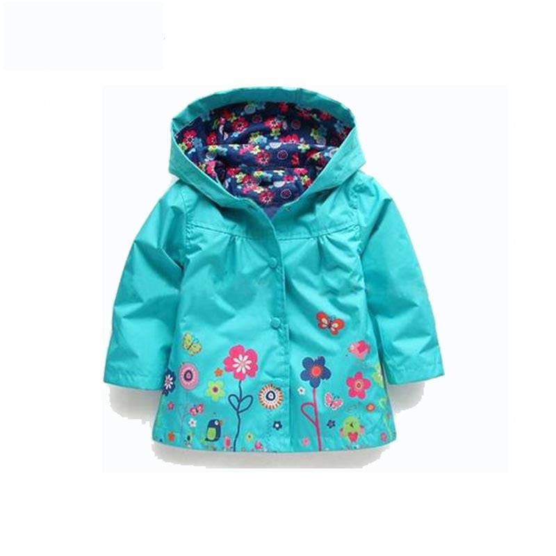 eshion Cute Baby Girl Kid Flower Waterproof Long Sleeve Hooded Coat Jacket Outwear Raincoat Hoodies Tops