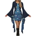 thumbnail image 3 of Meichang Robe de Noël pour Femme, Robe Moulante d'Hiver Courte, Imprimé de Noël, Manches Évasées, Col Rond, Robe de Fête, 3 of 6