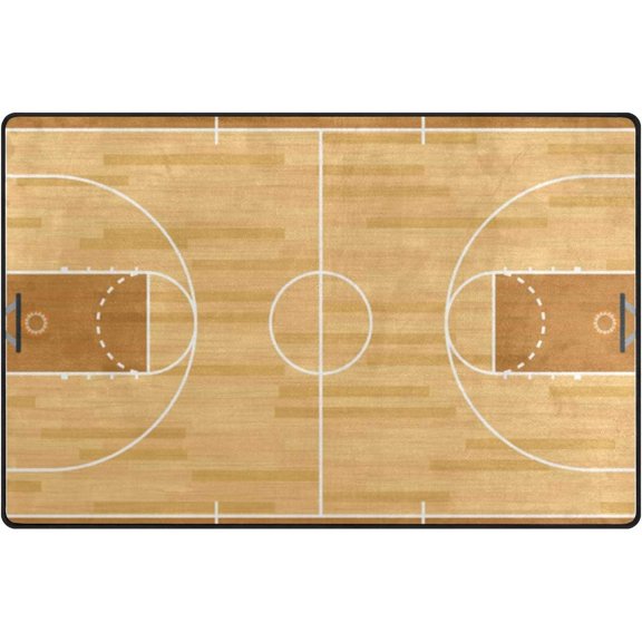 SKYSONIC Lightweight Soft Area Rugs Wood Basketball Court Floor Mat for Kids Playing Room Hardwood Floor Living Room Nursery Rugs, 60x39 in