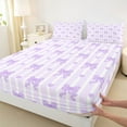 thumbnail image 3 of jejeloiu Girls Cute Bow Bed Sheets,Purple Bowtie Stripe King Sheets For Girls Kids 4 Pieces, 3 of 7