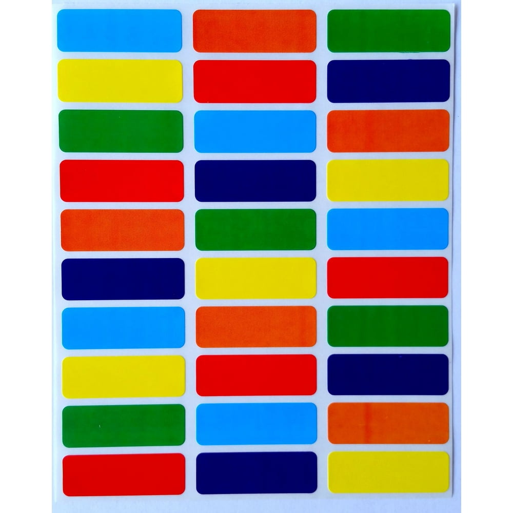Rectangular Color Coding Labels 1 3/8 inch by 1/2 Inch Value pack 6 Assorted colors Stickers
