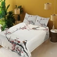 thumbnail image 2 of Ambesonne Tree Fitted & Top Sheet Set with Shams, Oriental Illustration, Pale Caramel Ruby, 2 of 5