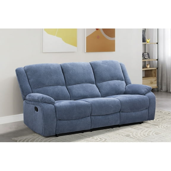 Roundhill Furniture Blitz Transitional Manual Reclining Sofa, Blue