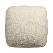 LR Home Boucle Performance Indoor Pouf in Beige,  18" x 18" x 18"
