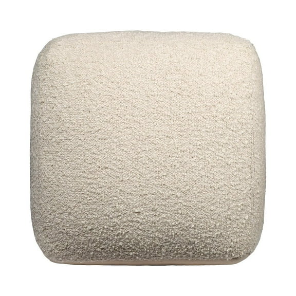 LR Home Boucle Performance Indoor Pouf in Beige,  18" x 18" x 18"