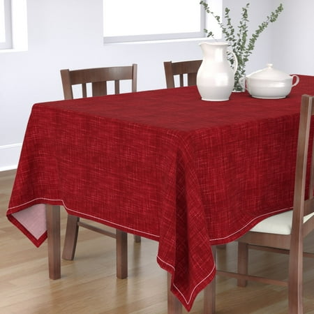 

Cotton Sateen Tablecloth 70 x 144 - Cranberry Red Christmas Solid Texture Print Custom Table Linens by Spoonflower