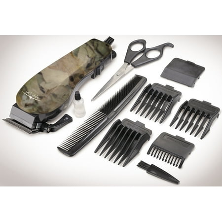 10 Piece Camouflage Hair Clipper Set With Adjustable Guard Comb And (Best Hair Clippers For Black Barbers)
