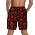 thumbnail image 3 of Kdxio Red Skulls Print Men'S Swim Trunks With Compression Liner 7 Inch Inseam Quick Dry Swim Shorts, 3 of 7