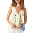 thumbnail image 4 of Women 'S Tie Front Tank Top Y2k Floral Babydoll Crop Vest Going Out Camisole Blouse Shirt Light Yellow S, 4 of 7
