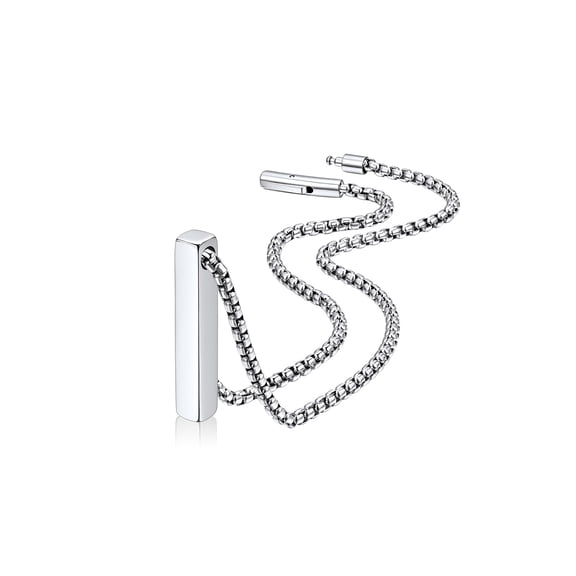 FaithHeart Silver Bar Pendant Necklace for Men Waterproof Stainless Steel Box Chain Small Rectangle Pendant Cool Minimalist Everyday Jewelry Gifts for Boyfriend Valentine's Day 18"