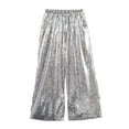 thumbnail image 4 of CAICJ98 Girls Sequin Flare Pants Sparkle Bell Bottoms Toddler Kids Elastic Waist Glitter Disco Dance Trousers with Pockets Silver,3-4 Years, 4 of 5