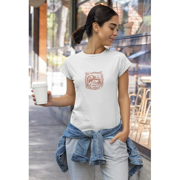 Vintage French Breakfast Graphic Tee-French Croissant Coffee T-Shirt-Paris Aesthetic Tee-Vintage French Graphic Tee