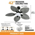 thumbnail image 4 of Craftian 42" Tropical Smart Ceiling Fan with LED Light & Remote, Alexa & Google Compatible, Quiet Reversible DC Motor, 5 Palm Leaf Blades - Gray, 4 of 11