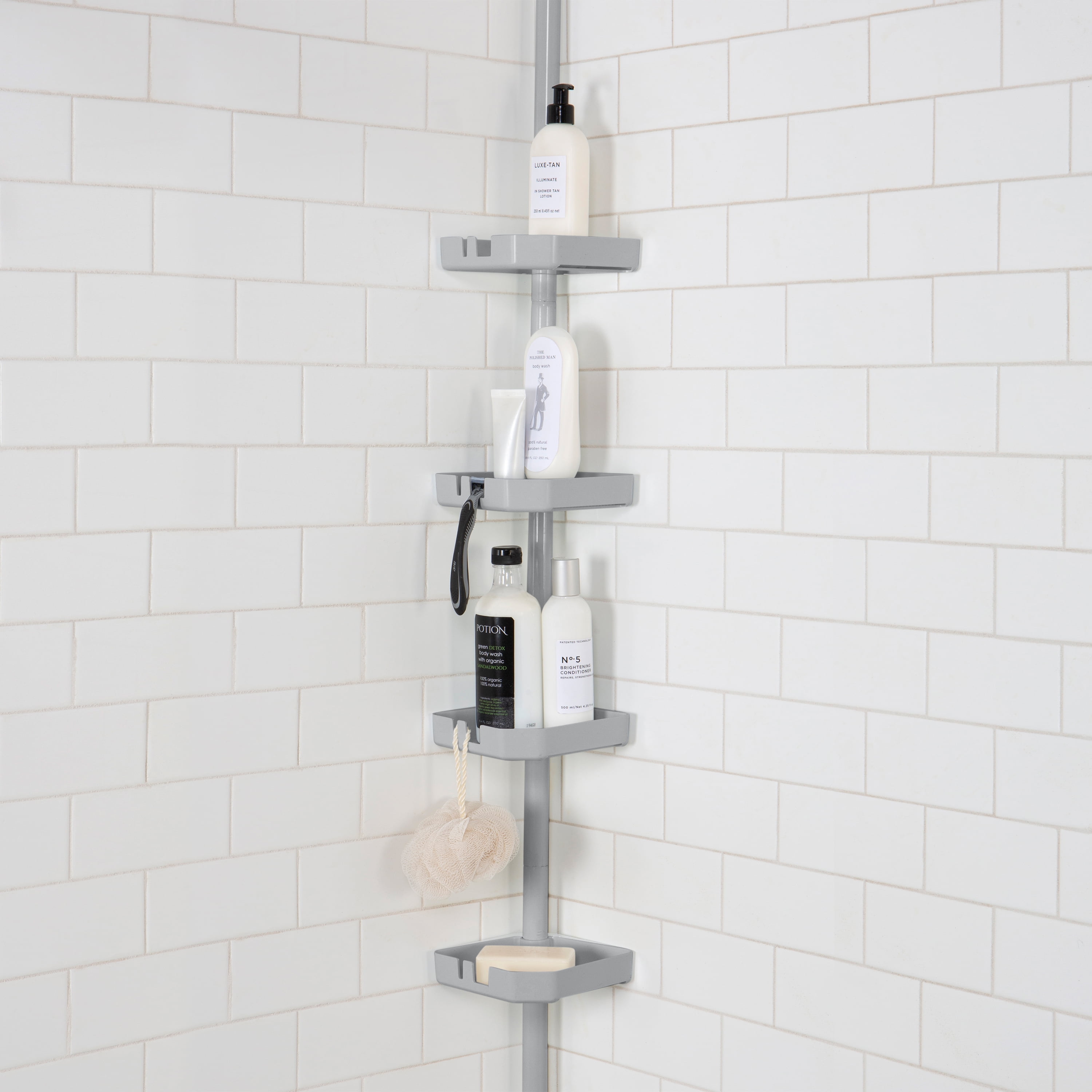 #034;Self-Adhesive Acrylic Corner Shower Shelf - Wall-Mounted  Organizer"