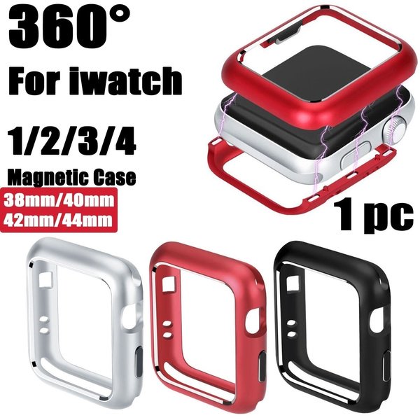 Funda para iwatch IWatch Series 4/3/2/1 Estuche magnético de metal (plateado 42 mm)