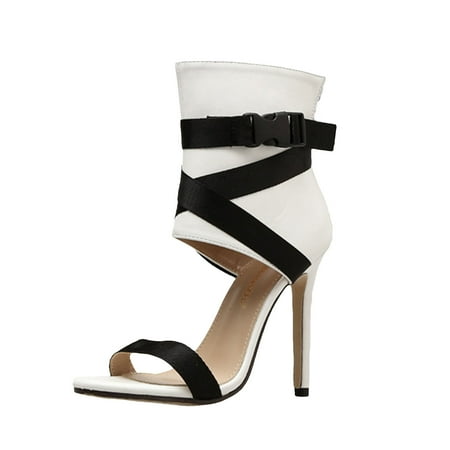 

Rdeuod Booties For Women Women S Shoes Fish Mouth Sandals Fashion Cross Buckle High Heels Large