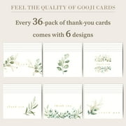 Gooji 4x6 Golden Greenery Thank You Cards (Bulk 36-Pack) Matching Envelopes