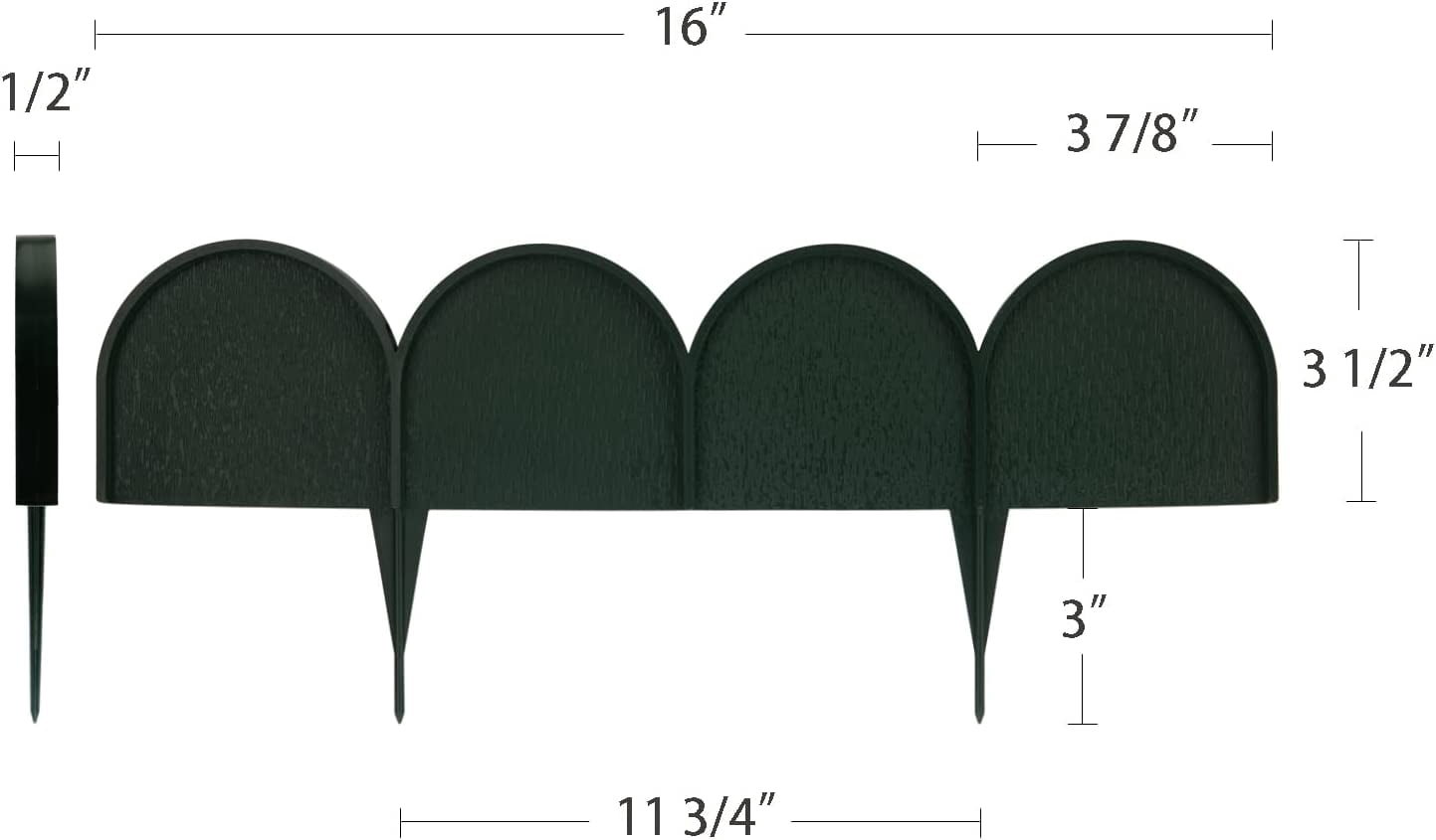 Garden Border Edging in Half Round (Semicircle) Arched Design - 30pcs Green Yard Landscaping Fence Liner Lawn Edge Barrier - 40ft. Kit of Decorative Lawn Landscape Panels Elements