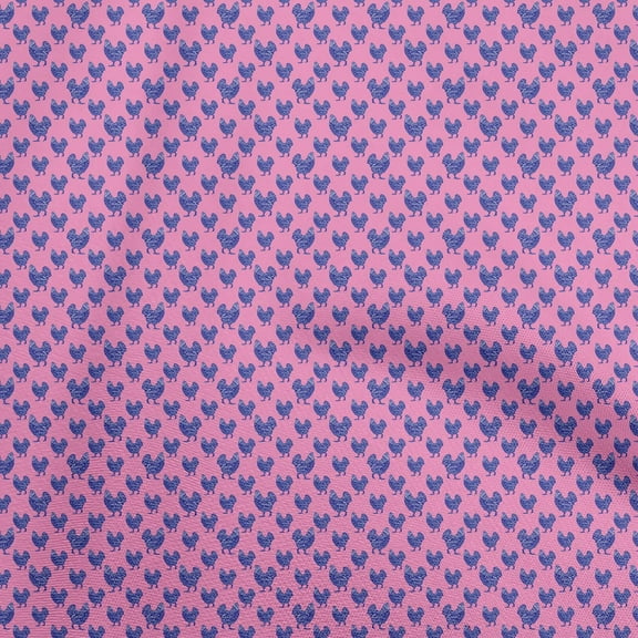 oneOone Polyester Spandex Pink Fabric Birds Rooster Craft Projects Decor Fabric Printed By The Yard 56 Inch Wide