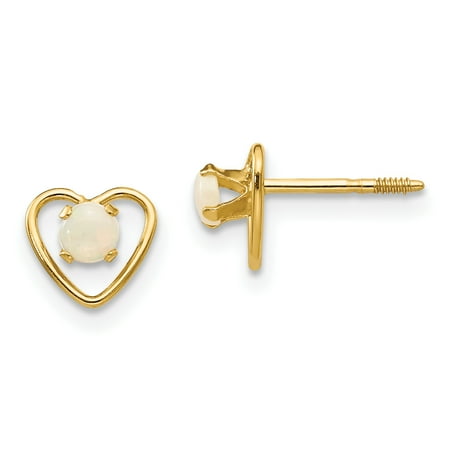 14kt Yellow Gold 3mm Opal Birthstone Heart Earrings Love Fine Jewelry Ideal Gifts For Women Gift Set From Heart