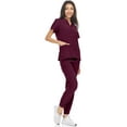thumbnail image 3 of Hey Collection Womens Stretch Colorful V-Neck Jogger Scrubs Set, Medical Nursing Tops with Four Pocket Scrubs Jogger Pants, 3 of 4