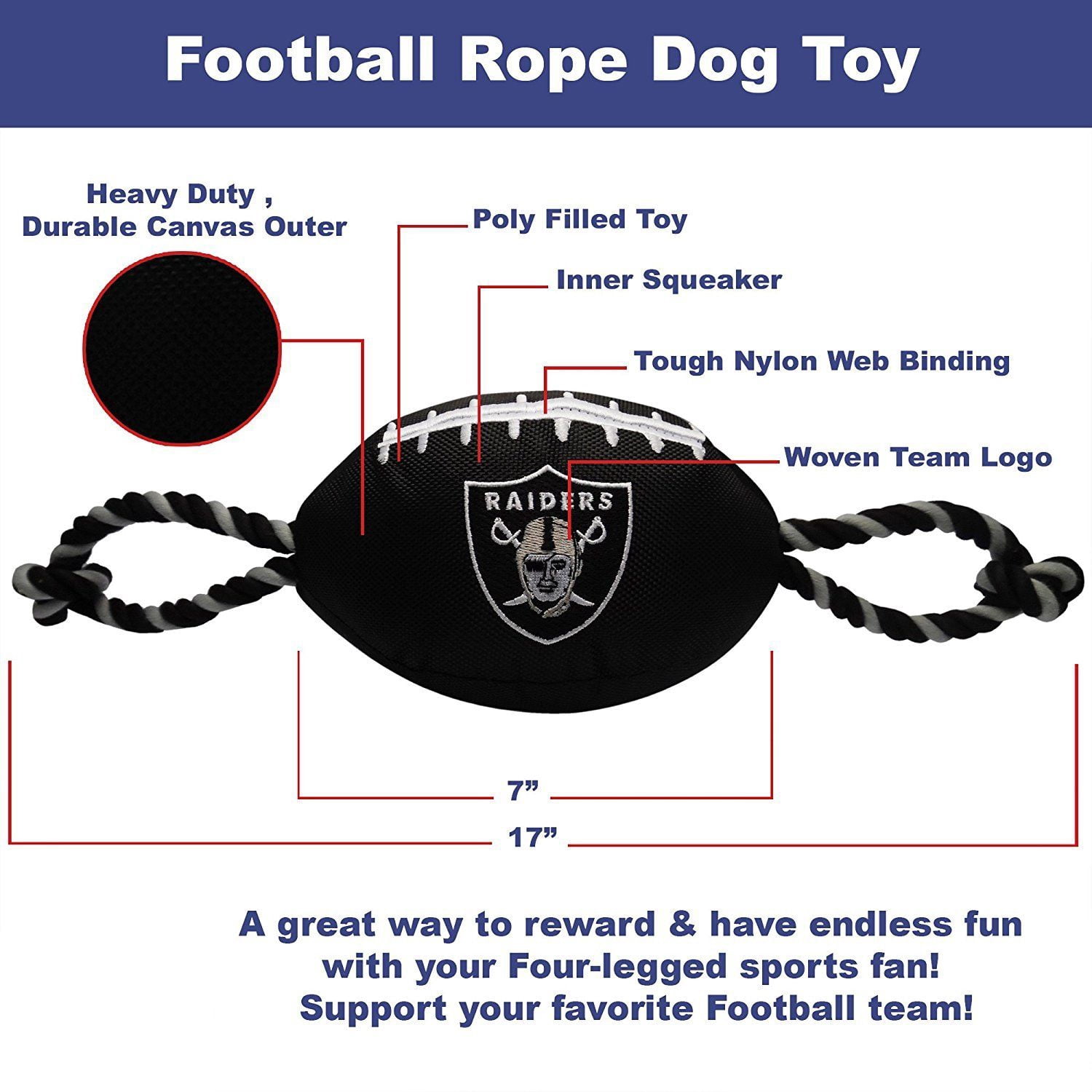 Pets First Nfl Las Vegas Raiders Nylon Football-Licensed