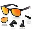thumbnail image 3 of LotFancy Vintage Horn Rimmed Sunglasses with Case for Men Women, Mirrored Square Lens, UV Protection, 3 of 10
