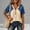 Beige, variant on Jerdar Women's Short Sleeve Henley Shirt Denim Patchwork V Neck Casual Blouse Summer Loose Fit Tunic Tops for Beach Vacation Casual M