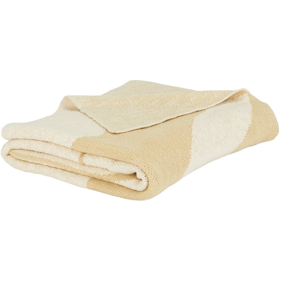 SAFAVIEH Cleon Contemporary Ivory/Beige Abstract Cotton Throw, 50" x 60"