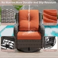 thumbnail image 5 of MeetLeisure 8 Piece Wicker Patio Furniture Set, Outdoor Swivel Rocker Chairs, Patio Sofa 3-Seat, High Back, Deep Seating, Wide Armrest, Thick Cushions for Deck Porch, Orange, 5 of 10