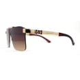 thumbnail image 3 of Elegant Rimless Flat Top Mobster Shield Racer Sunglasses Gold Brown, 3 of 4