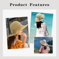 thumbnail image 6 of Women's Straw Hats Beach Sun Hats Foldable Sun Protection Beach Cap Flower Woven Sun Hat Wide Brim Hat Packable Bucket Hats, 6 of 6