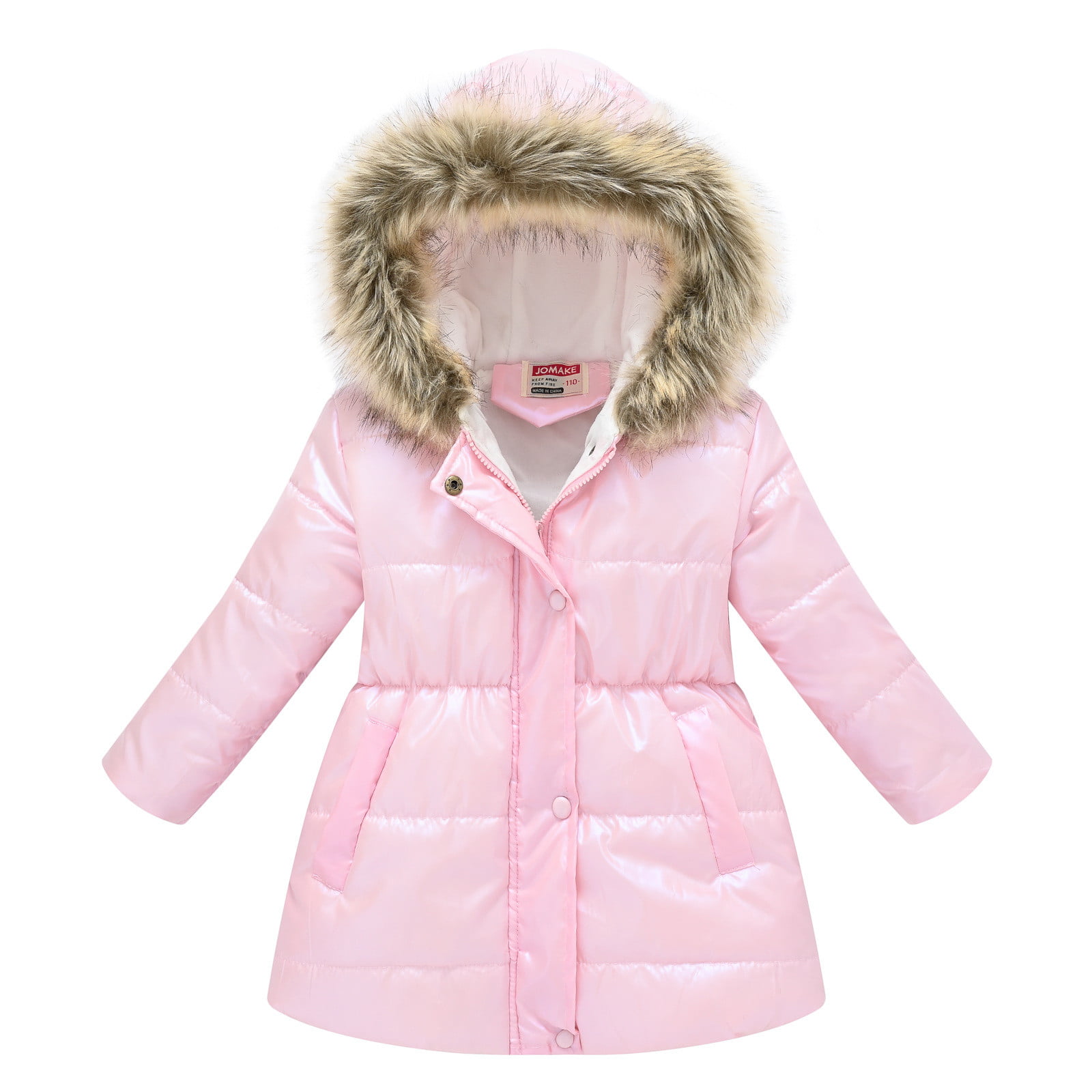 Kids Boys Girls Thick Coat Padded Winter Jacket Fur Collar Parka Outwear 3-7T