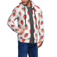 thumbnail image 2 of Goofa Hand Drawn Strawberry Pattern Mens Full-zip Hoodie, Zip-up Pullover Hooded Sweatshirt, Kangaroo Pocket Hoodie Ideal for Daily Wear, Travel, and Home-XX-Large, 2 of 5