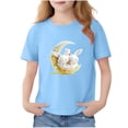 thumbnail image 2 of Avrnliq Girls Blue Bunny Moon Graphic Cotton T-Shirt, Tag-Free Crew Neck Short Sleeve Relaxed Fit Tee for Girls 2-13 Years, Machine Washable Everyday Casual Top,Size 11-12 T, 2 of 6
