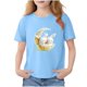 thumbnail image 2 of Blusas y camisas de manga corta con cuello redondo para niños Camiseta de verano de manga corta estampada para niñas Jersey elegante de cuello redondo para niñas Top de algodón para niños, 2 of 6