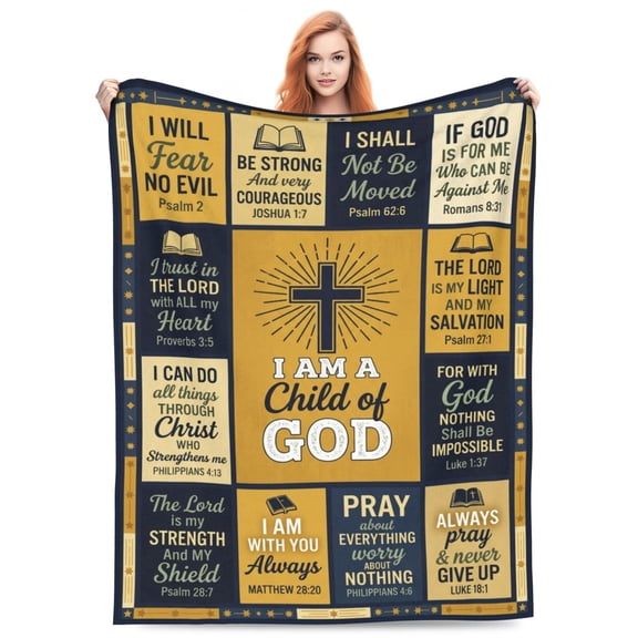 Christian Blanket, Bible Verse Throw Blanket, Religious Faith Design, Soft Flannel Cozy Blanket 50x40