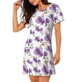 thumbnail image 2 of Lsque Orchids Flowers Pattern Nightgowns for Women Sleep Shirts Short Sleeve Nightshirt Pullover Nightdress Soft Sleepwear Relaxed Fit Nightdress, 2 of 6