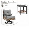 thumbnail image 6 of LAUSAINT HOME 3 Pieces Patio Outdoor Furniture Set with 2-Tier Coffee Table, PE Wicker Swivel & Rocking Chairs with Gray Cushions for Garden, 6 of 8