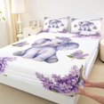 thumbnail image 3 of Homewish Children Boys Girls Kawaii Elephant Full Size Sheets 4-Piece,Chic Purple Flowers Breathable Bed Sheets,Cartoon Floral Animal Lightweight Sheet Sets,Ultra Soft Home Decor, 3 of 7