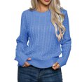 thumbnail image 2 of Fnooota Sweaters for Women, Crew Neck Lightweight Long Sleeve Knit Pullover Tops Blue Size M, 2 of 6