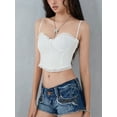 thumbnail image 4 of Lnzyyephy Women Bustier Camisole Lace Trim Cropped Corset Tops Zip Backless Shirt Summer Tank Tops for Streetwear Clubwear, 4 of 9