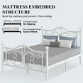 thumbnail image 5 of E-motie Metal Platform Bed Frame Queen Size with Butterfly Pattern Vintage Headboard & Footboard, Underbed Storage, White, 5 of 9