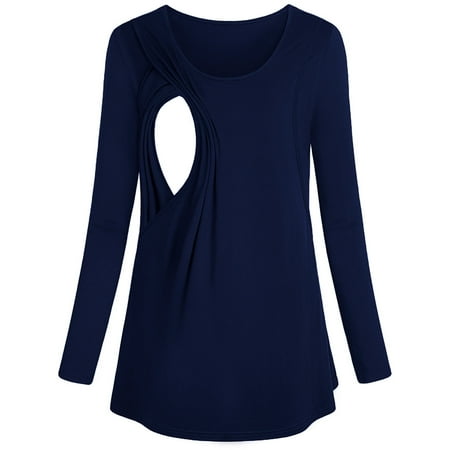 

Simplmasygenix Womens Maternity Clearance Long Sleeve Summer Tops Maternity Womens Nursing Solid Color V-Neck Round Neck Breastfeeding Blouse