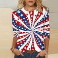 thumbnail image 6 of Xdegoge 4th of July Patriotic T Shirt for Women USA American Flag Three Quarter Sleeve Crewneck Stars And Stripes Happy Labor Day Graphic Print Breathable Summer Tops, 6 of 6