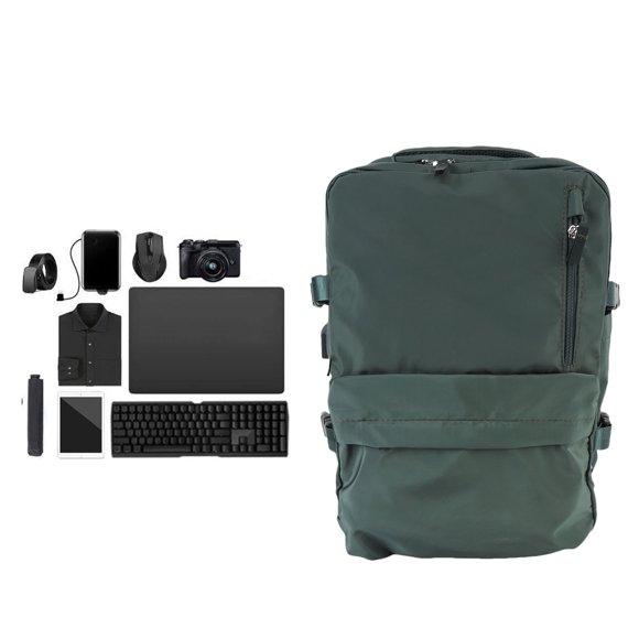 Personal Item Travel Bag, Travel Laptop Backpack Multi Purpose Adjustable Shoulder Straps Breathable Shoes Compartment with USB Charging Port for School Dark Green