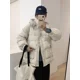 thumbnail image 3 of Abrigos de invierno para mujer Versión coreana de la chaqueta con capucha de plumón Chaqueta acolchada holgada y cálida gruesa de plumón de pato blanco para mujer, 3 of 5